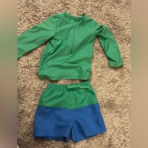NWOT green and blue bathing suit set